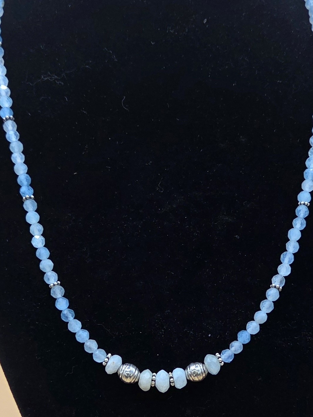 Aquamarine and Sterling Silver Beaded Necklace